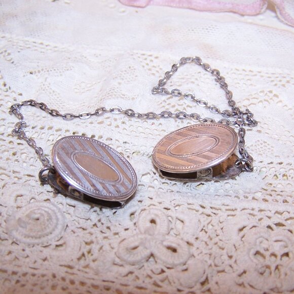 Foster & Bailey Sterling Silver Sweater Clips - Oval Tops with Guilloche Design - Picture 5 of 7